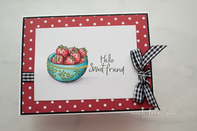 This sweet hello card, was created with the Fun Stampers Journey Bowled Over stamp set, and Color Burst Pencils.  