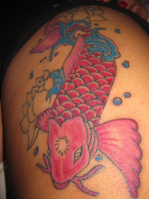 Koi  Fish Tattoo Design Red Color