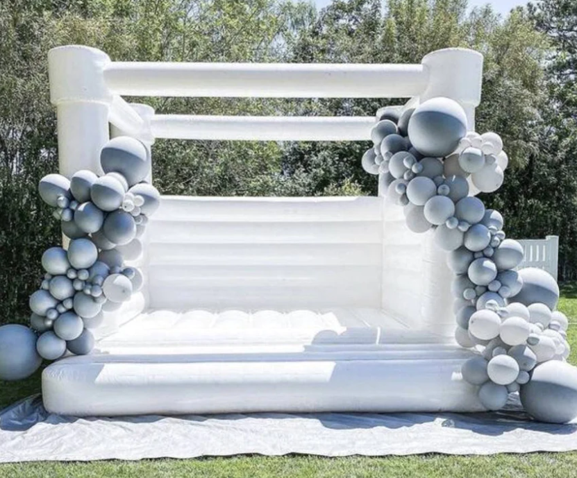 White wedding jumpers inflatable bouncy castle all white bounce house rentals