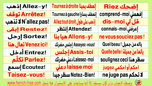 تكلم الفرنسية بشكل رائع عبر كلمات وجمل قصيرة للمبتدئين بالنطق بسرعة للحفظ + للتحميل PDF Learn and Speak French