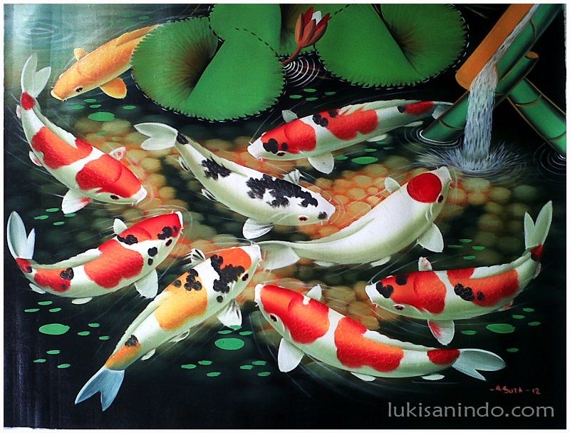  Gambar Lukisan Ikan Koi yang Cantik dan Indah