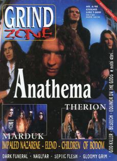 Grind Zone 1998-04 - Giugno 1998 | ISSN 1591-8785 | CBR 215 dpi | Mensile | Musica | Metal | Recensioni
Grind Zone esce in edicola nel '94, i primi due numeri sono degli speciali di Metal Hammer e visto il successo diventa rivista a scadenza bimestrale. Tratta il death metal, grind core e il nascente black metal ed è  il massimo che si può trovare in edicola riguardo il metal estremo. L'embrione del magazine è la succulenta rubrica che porta lo stesso nome in Metal Hammer ed è curata nei primi anni da Stefano Longhi, già responsabile insieme a Rob Mammarella della fantastica fanzine Thanatography, quindi gente esperta. Tornando a Grind Zone rivista, fino ad alcuni anni fa i contenuti soddisfacevano ampiamente i gregari del metal estremo con news, servizi, rubriche varie e ampie recensioni...l'informazione perfetta!!!