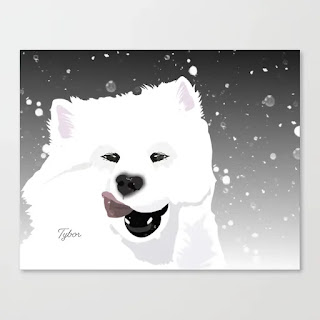 Tybor the Happy  Samoyed, on Stretched Canvas