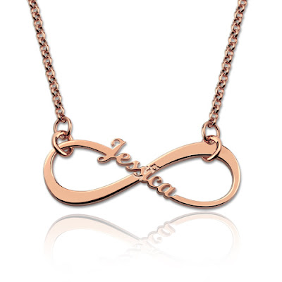  Rose Gold Inscrutable Personalized Single Name Infinity Necklace