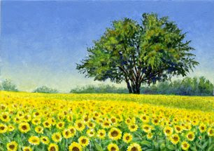 sunflower field ACEO by Shari Erickson