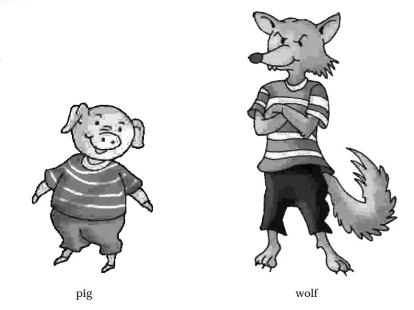 Pig and Wolf, three little pigs