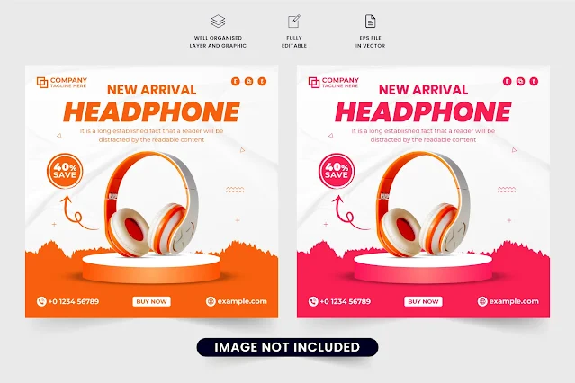 Headphone Promotional Poster Vector free download