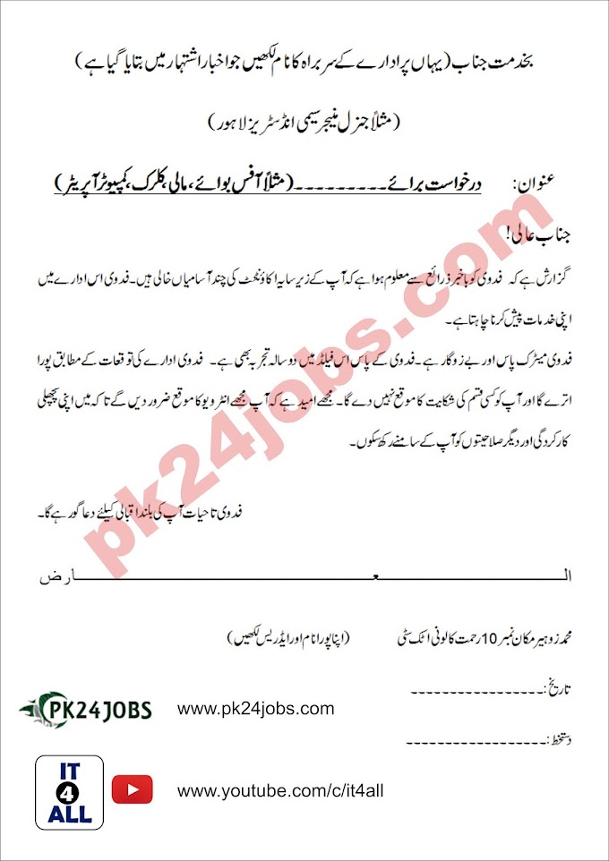 Application for Accountant Job in Urdu