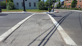 milled crosswalk ready for the brick shaped polymer