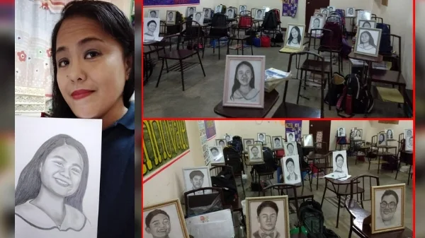 Teacher sketches portraits of her 27 students as Christmas gifts