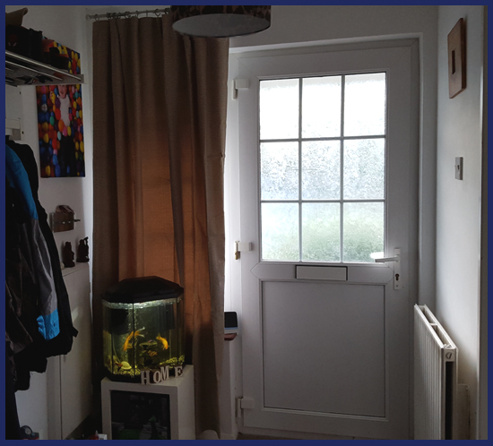 We now have the curtain up in the hallway and it has made an immediate effect on the room.  It has blocked out some light coming through the window but it is also keep the cold out and that is a small price to pay in my opinion.