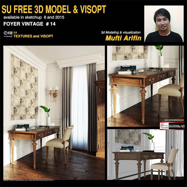  Thank yous real much Multi Arifin for this beautiful contribution to our community  Fantastic Free sketchup model-Foyer Vintage trend #14 - Vray Visopt
