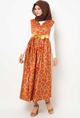 Batik casual hijab kombinasi long dress