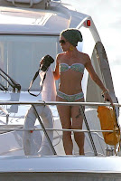 American singer Pink picture gallery- candids On A Yacht off the Coast of France