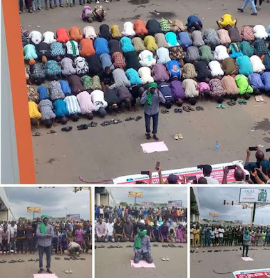 PHOTOS: Osun Muslim protesters observe jumaat on road