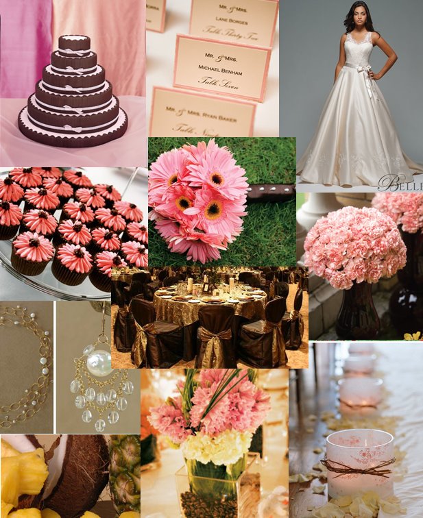 Pink Brown Inspiration Board brown wedding colors