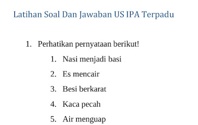 Latihan Soal Dan Jawaban US IPA Terpadu