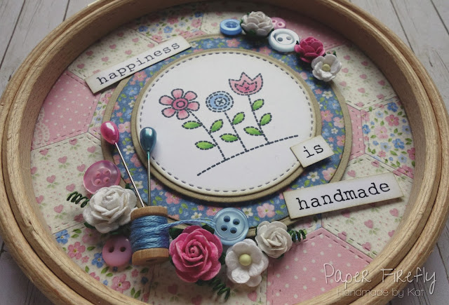 Sewing themed decorated wooden embroidery hoop