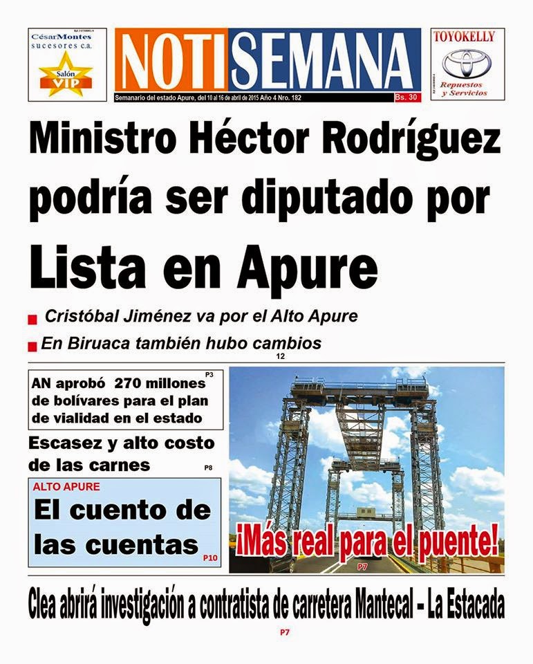 Portada del Semanario Notisemana N.182