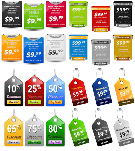 24 Price Tags, Discount Tags PSD Template