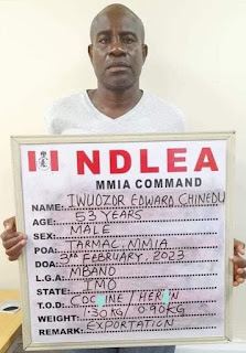 Greece-based Nigerian man, Iwuozor Edward Chinedu, 53, has been arrested by operatives of the NDLEA