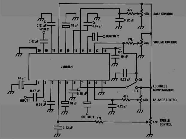 Bass-Trable Audio Tone Control