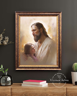 Unique painting of Jesus as Comforter in your troubles, Oil Painting, Impasto, artistic brush strokes, Painterly painting for wall art and for gifting by Biju Varnachitra