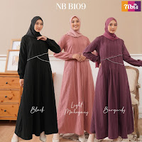 Jual Baju Gamis Nibras Terbaru NB B109 Dress Daily Wear Anggun Elegant Stylish Kekinian Bahan Woven Crinkle Outfit OOTD