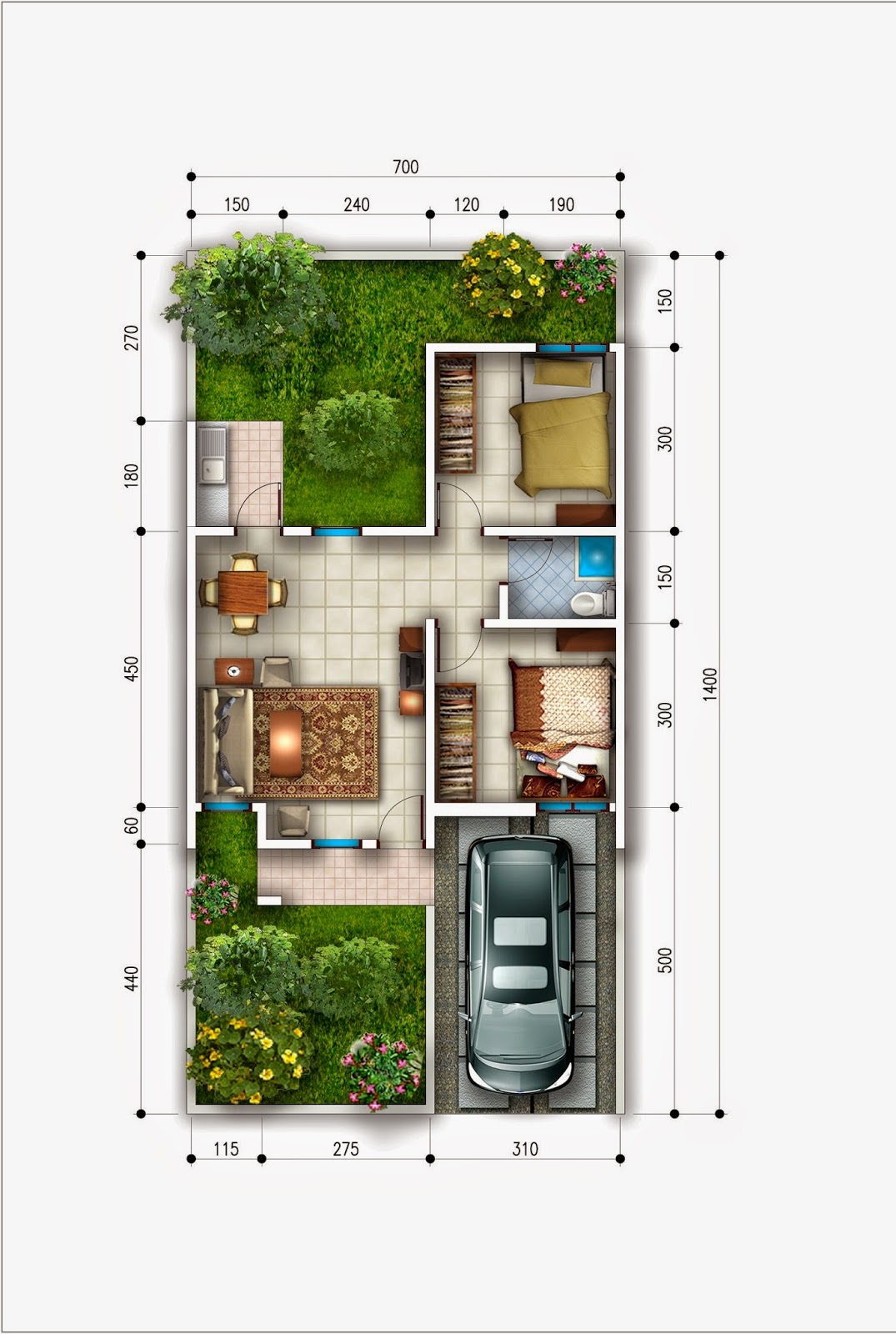 Denah Rumah Type 45 Minimalis  Griya Inspiratif