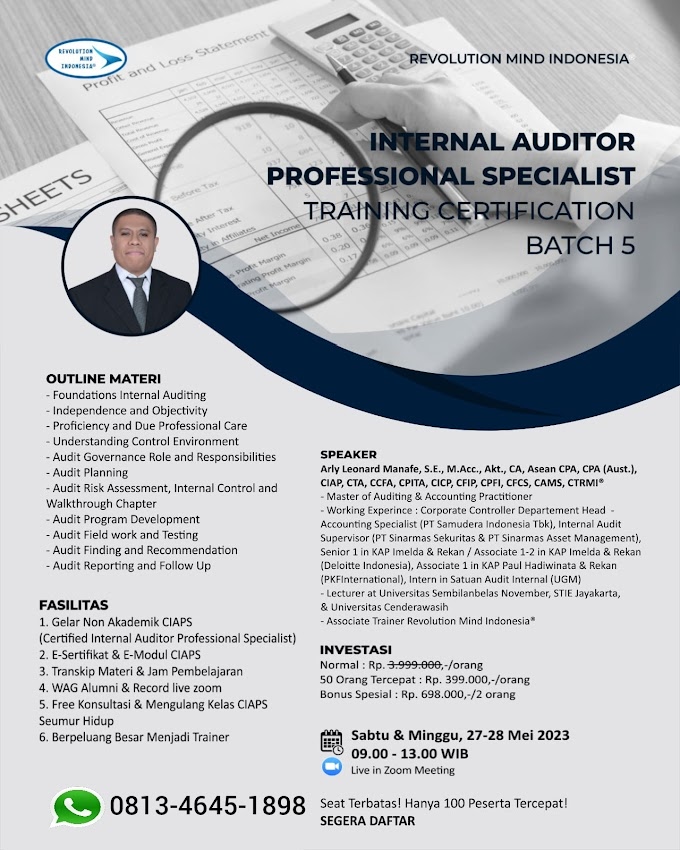 WA.0813-4645-1898 | Certified Internal Auditor Professional Specialist (CIAPS) 27 Mei 2023