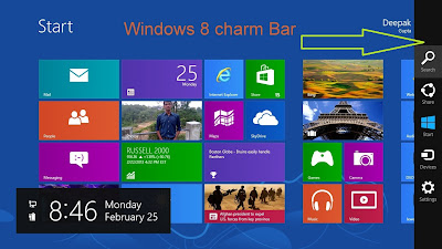 image of Windows 8 Charm bar