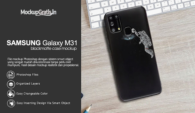 Mockup Blackmatte Case SAMSUNG Galaxy M31 Gratis