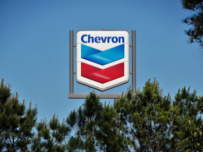 Chevron Sign at Gas Station at Westcott 