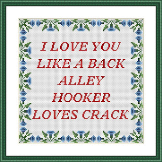 I love you funny cross stitch design - JPCrochet