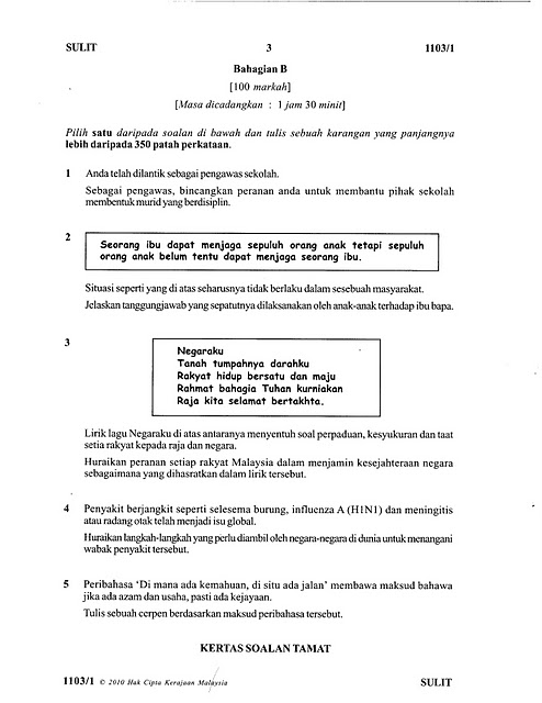 Tips Menjawab Bahagian B - Kertas 2, Persedian SPM 2011 