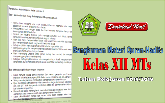 Ringkasan Materi Quran-Hadits  Kelas 12 MA Kurikulum 2013