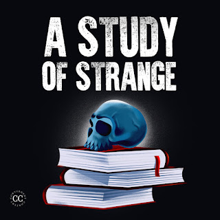 Graphic of a skull on  top of a book stack