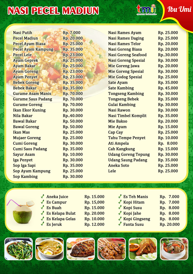 Contoh Desain Menu Makanan Cafe atau Warung Makan Asal Tau