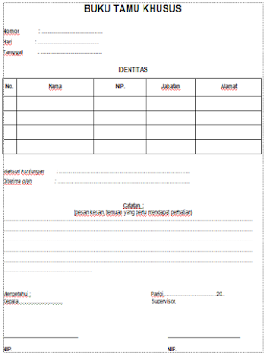  Dalam kesempatan kali ini aku akan banyak sekali kepada anda format buku tamu yang khsusus un Contoh Format Buku Tamu Sekolah (Dinas/Khusus) Update 2018