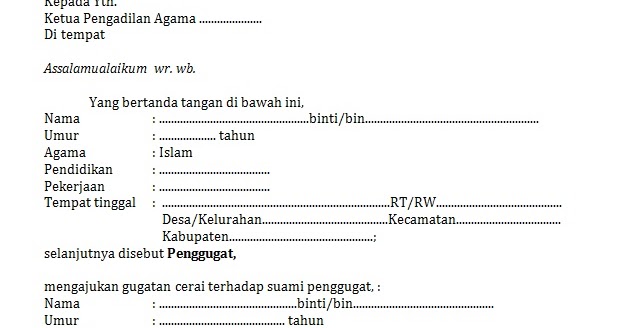 Contoh Surat Gugat Cerai dan Permohonan Prodeo.docx Size 