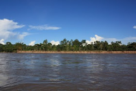 Regreso a la zona intervenida, pero no por eso fea: de lejos también el azul es del cielo y el verde de la montaña: de cerca, los plátanos han susituido a los cedros... c'est la vie.