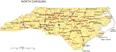 North Carolina County Map Region