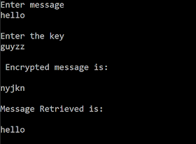 C code to encrypt and decrypt a message using Vernam Cipher