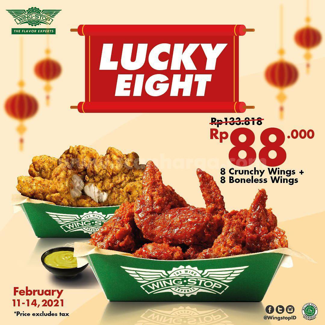 WINGSTOP Promo Paket LUCKY EIGHT! harga CUMA Rp 88.000