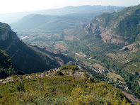 Baixant pel Serrat de l'Onyó amb la Vall de Sant Miquel al fons
