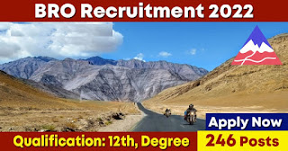 246 Posts - Border Roads Organisation - BRO Recruitment 2022(All India Can Apply) - Last Date 11 October at Govt Exam Update