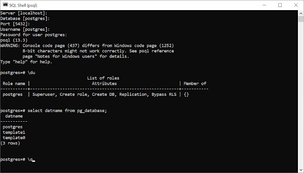 Postgre SQL Shell