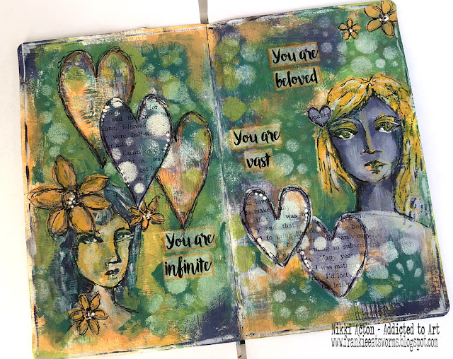 Dina Wakley Interesting Faces Journal Page by Nikki Acton