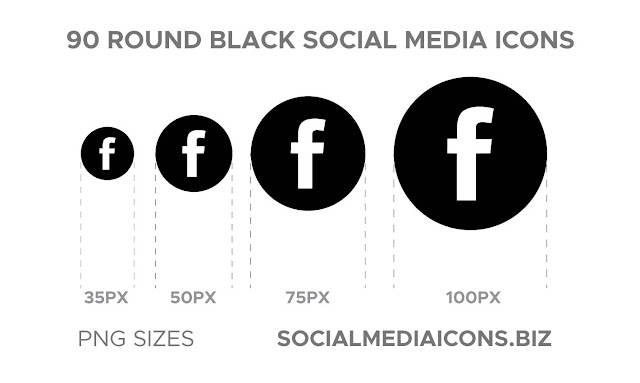 PNG social media icons i 4 sizes for instant download