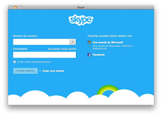 Ventana de login de Skype